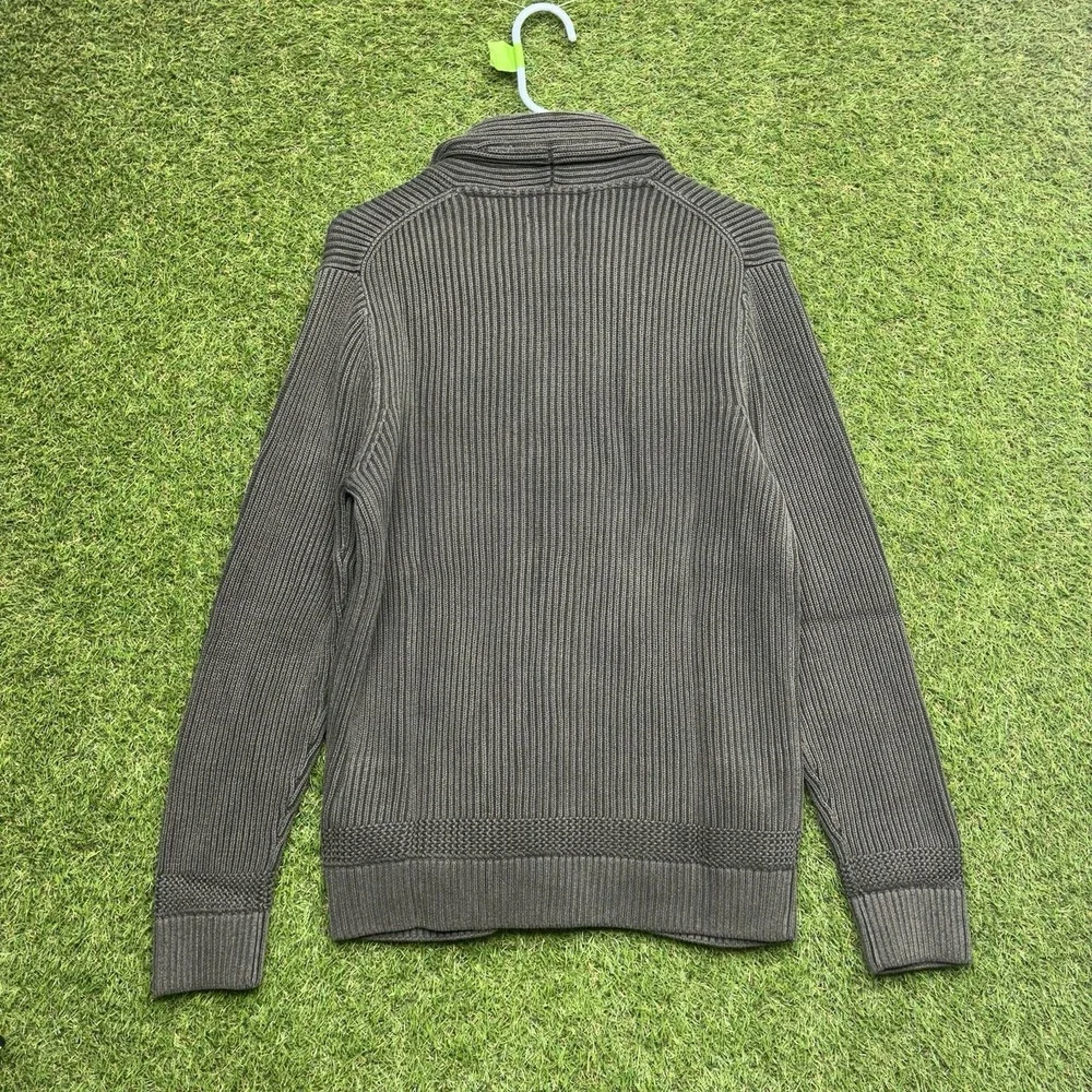 Abercrombie & Fitch Sweater Mens Medium Green Cotton Shawl Cardigan Pockets